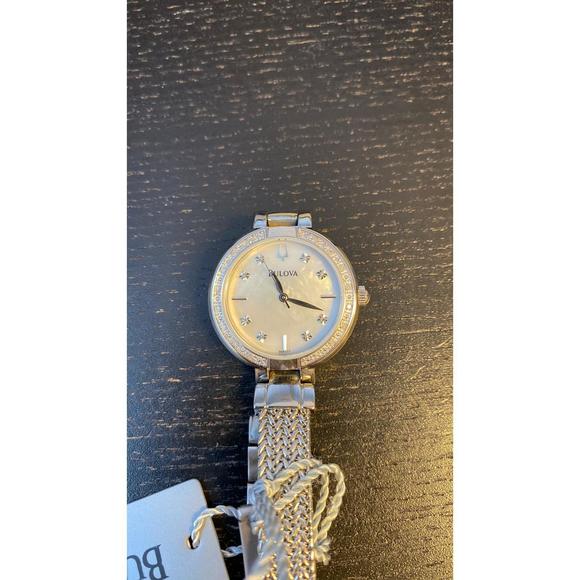 Bulova Women's Aracena Diamond Mother of Pearl Dial Stainless Steel Watch - Picture 5 of 5